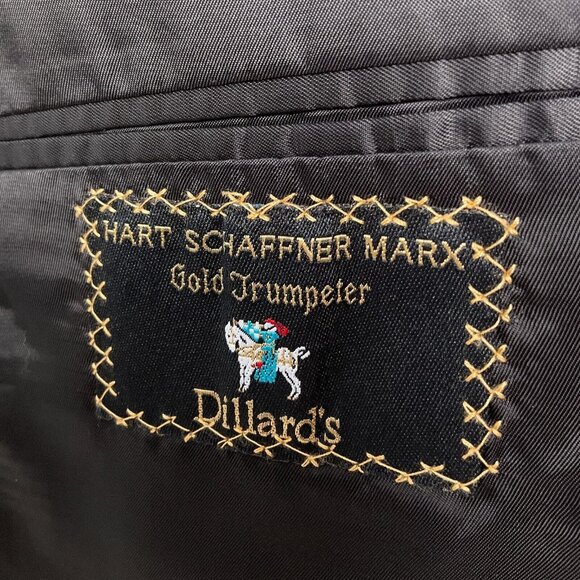 Hart Schaffner Marx Blazer Men 44L Black‎ Gold Trumpeter Wool Classic Career VTG - Picture 7 of 16